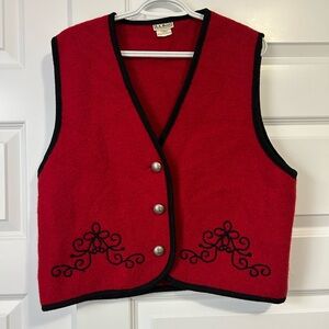 Vintage 100% Wool L.L. Bean Red Women's Vest